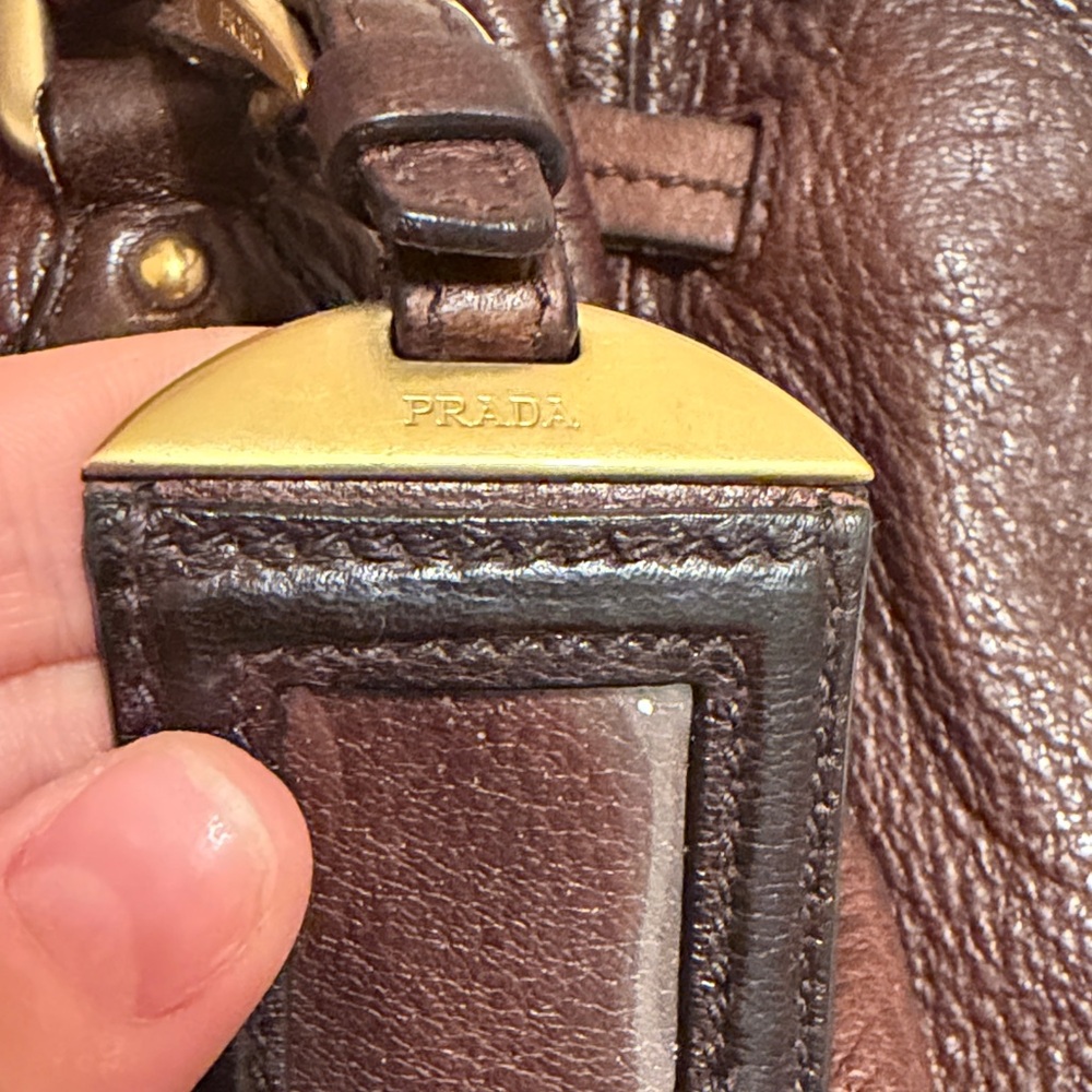 Prada Cervo Brown Pebbled Leather Tote - Picture 5 of 16